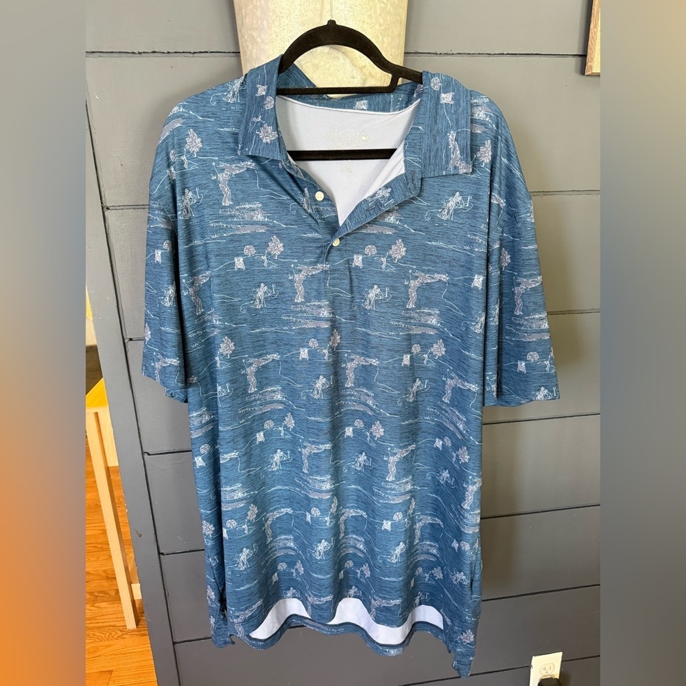 Jim Nantz Vineyard Vines blue golf Performance Polo xxl